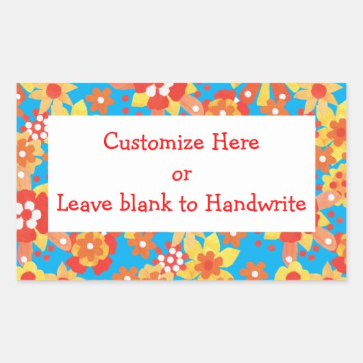 Étiquettes à Customiser, Ditsy Orange Floral (Devant)