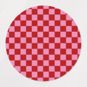 Étiquettes à damiers rouge et rose chaud (Design 1)
