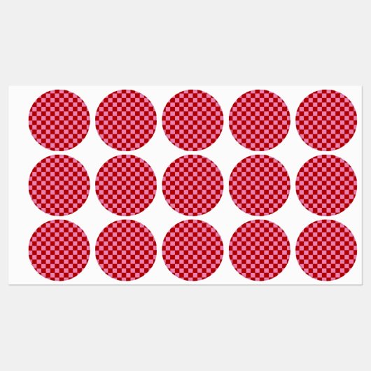 Étiquettes à damiers rouge et rose chaud (Feuille)