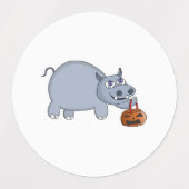 Étiquettes A Hippo with a Pumpkin Bag (Design 1)