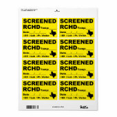Étiquettes à l'écran RCHD (Feuille entière)