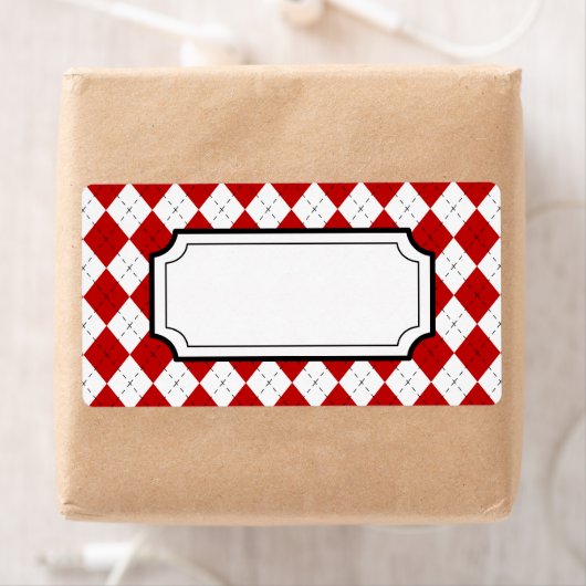 Étiquettes à motif Argyle Rouge Rétro (En situation)