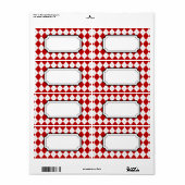 Étiquettes à motif Argyle Rouge Rétro (Feuille entière)