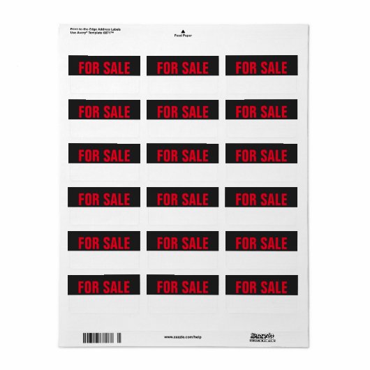Étiquettes à vendre (Feuille entière)