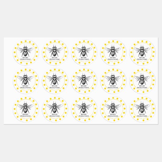 Étiquettes Abeille jaune mignonne (Feuille)