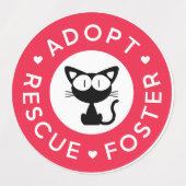 Étiquettes Adopter, Secourir, Promouvoir | Cute chat noir (Design 2)