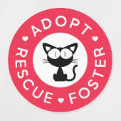 Étiquettes Adopter, Secourir, Promouvoir | Cute chat noir (Design 1)