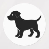 Étiquettes Adorable Noir Chiot Silhouette Vinyl (Design 2)