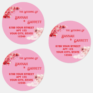 Étiquettes Adresse de mariage florale rose romantique