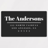 Étiquettes Adresse de retour moderne en gras noir et blanc (Design 2)