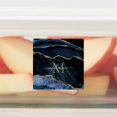 Étiquettes Agate Marine Blue Gold Gemstone Marble Nom du mono (Apposé)