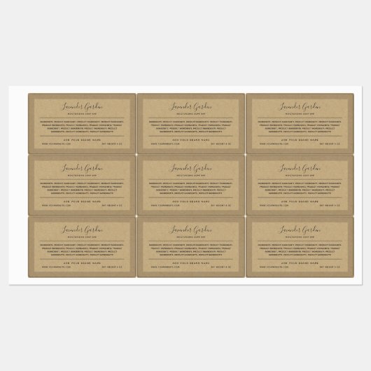 Étiquettes Ajouter des ingrédients de calligraphie de marque  (Feuille)