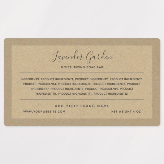 Étiquettes Ajouter des ingrédients de calligraphie de marque (Design 1)
