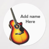 Étiquettes Ajouter votre nom texte brun acoustique guitare éd (Design 1)