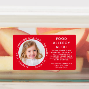 Étiquettes Alerte aux allergies alimentaires rouges