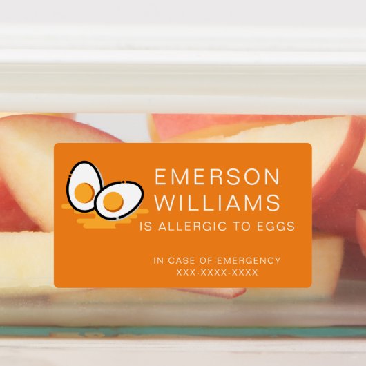 Étiquettes Alerte d'allergie aux oeufs étanche Nom de l'enfan (Apposé)