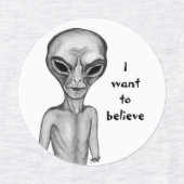 Étiquettes Alien gris, je veux croire (Design 1)