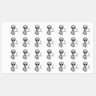 Étiquettes Alien gris, je veux croire