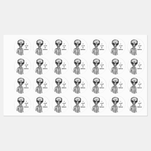 Étiquettes Alien gris, je veux croire (Feuille)