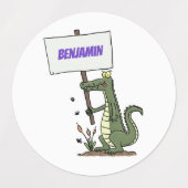 Étiquettes Aligator de crocodile drôle avec dessin animé (Design 2)