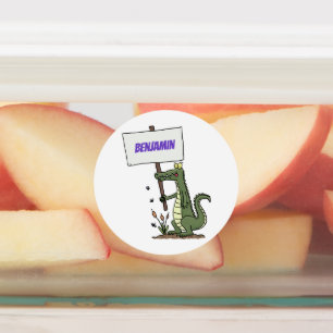 Étiquettes Aligator de crocodile drôle avec dessin animé