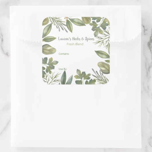 Étiquettes alimentaires personnalisables pour herb (Sac)