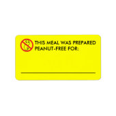 Étiquettes alimentaires sans arachide (Devant)
