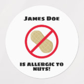 Étiquettes Allergique aux noix (Design 1)