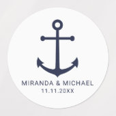 Étiquettes Ancre bleu marine moderne mariage Faveur (Design 2)
