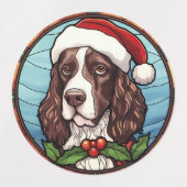 Étiquettes Anglais Springer Spaniel Vitrail Noël (Design 2)