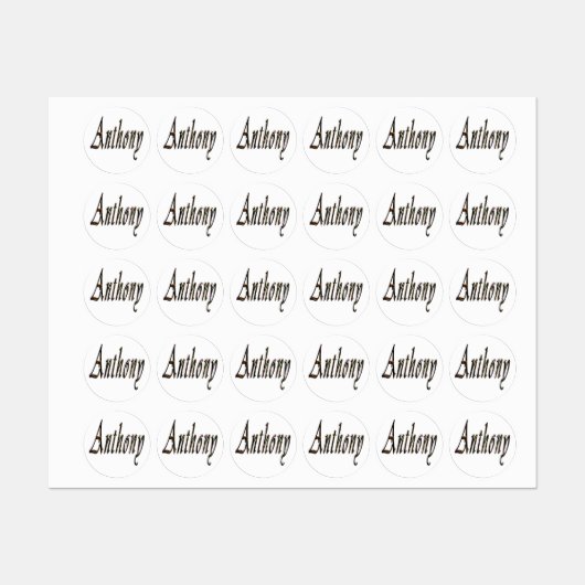 Étiquettes Anthony Name Logo, (Feuille)