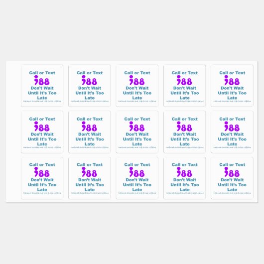 Étiquettes Appel ou texte 988 N'attendez pas (Feuille)