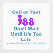 Étiquettes Appel ou texte 988 N'attendez pas (Design 2)