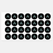 Étiquettes Aqua Teal Blue Script Girly Monogram (Feuille)