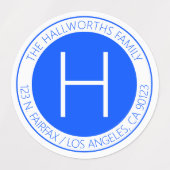 Étiquettes Aquarelle moderne bleu & blanc (Design 2)