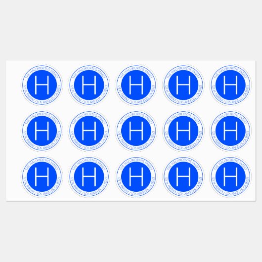 Étiquettes Aquarelle moderne bleu & blanc (Feuille)