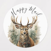 Étiquettes Aquarelle moderne mignonne Rustique renne de Noël (Design 1)