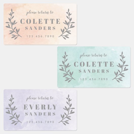 Étiquettes Aquarelle Nom personnalisé (Groupe)
