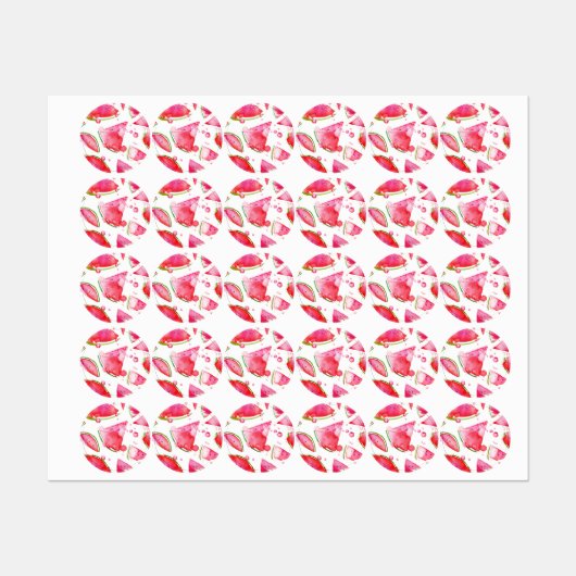 Étiquettes Aquarelle pastèque 1 (Feuille)