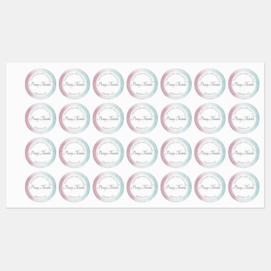 Étiquettes Aquarelle rose à turquoise ombré (Feuille)