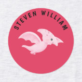 Étiquettes Aquarelle rose Dinosaures Enfants personnalisés (Design 1)