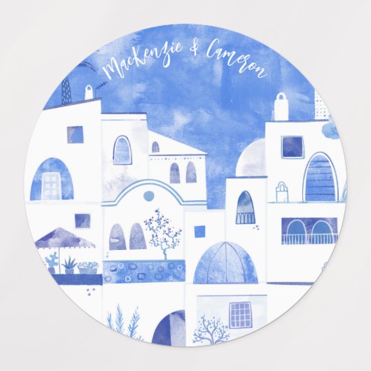 Étiquettes Aquarelle Santorin (Design 1)