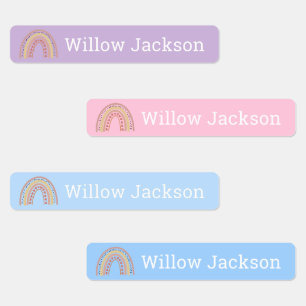 Étiquettes Arc-en-ciel Boho avec Coeurs d'Amour École personn