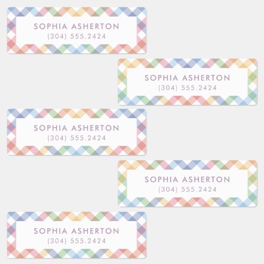 Étiquettes Arc-en-ciel plaid mignon simple personnalisé enfan (Groupe)