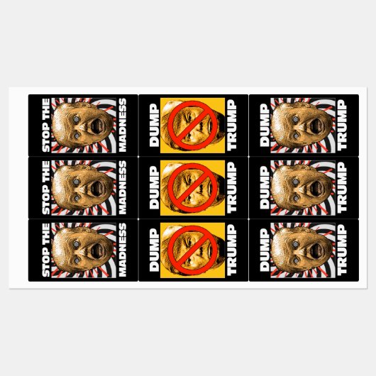 ÉTIQUETTES ARRÊTE LA FOLIE ! DUMP TRUMP ! (Feuille)
