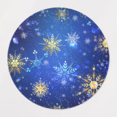 Étiquettes Arrière - plan Bleu XMAS avec des flocons de neige (Design 2)