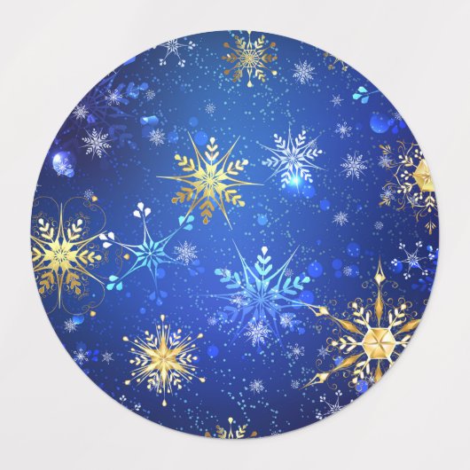 Étiquettes Arrière - plan Bleu XMAS avec des flocons de neige (Design 1)