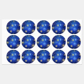 Étiquettes Arrière - plan Bleu XMAS avec des flocons de neige (Feuille)