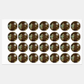 Étiquettes Arrière - plan en bois avec cheval de mer mécaniqu (Feuille)