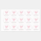 Étiquettes Arrondi rose Baby shower de la corbeille de coeur  (Feuille)